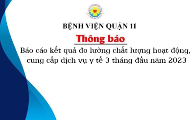 Báo cáo kết quả đo lường chất lượng hoạt động, cung cấp dịch vụ y tế 3 tháng đầu năm 2023